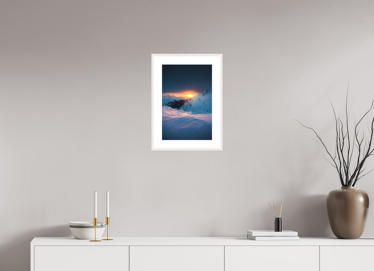 30 x 45 cm, Rahmen-Weiß Sunset Above Zürs, Arlberg