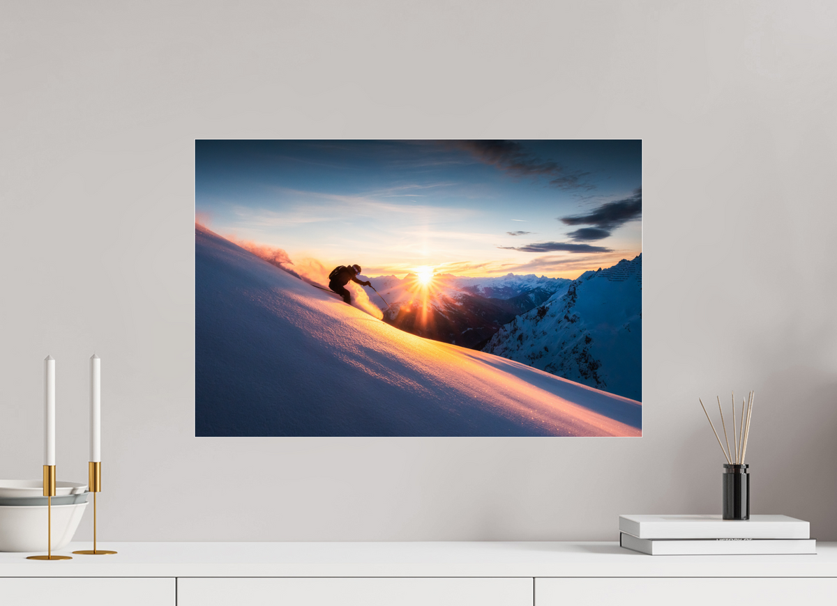 60 x 40 cm, Photo Print Under Acrylic Glass Ski Sunset at Trittkopf, Zürs Arlberg