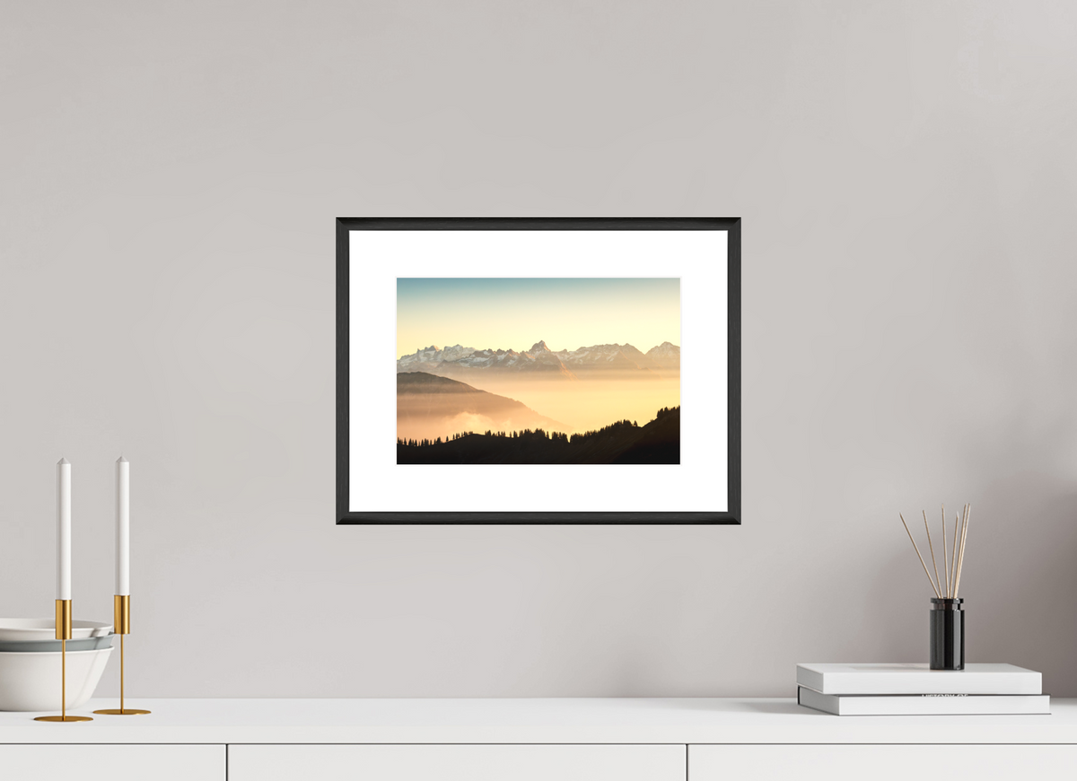 30 x 20 cm, Rahmen-Schwarz Zimba Above the Sea of Fog, Vorarlberg