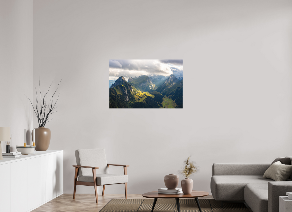 105 x 70 cm, Papierprint ohne Rahmen Valley in the Alpstein
