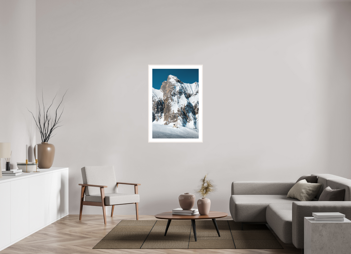 70 x 105 cm, Rahmen-Weiß Snowy Rock Face in Winter