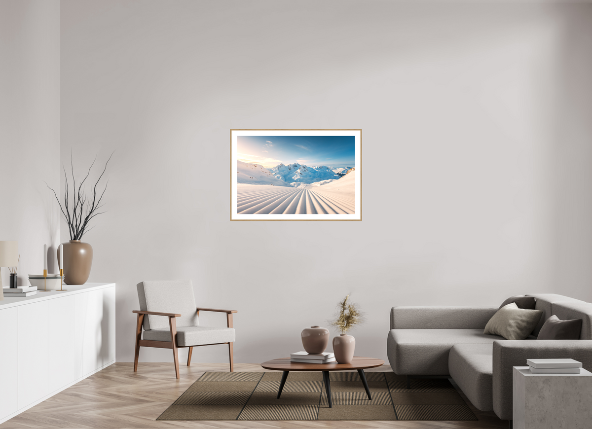 105 x 70 cm, Rahmen-Holzoptik Freshly Groomed Slope, Zürs