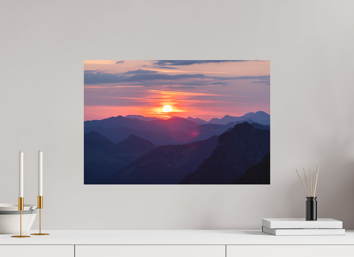 60 x 40 cm, Papierprint ohne Rahmen Hohe Matona Sunrise Layers, Alps