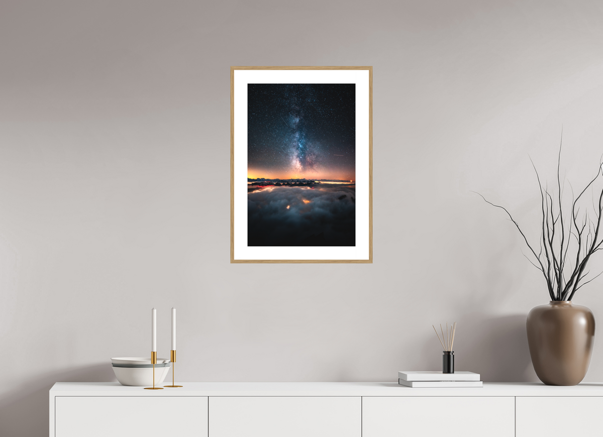 40 x 60 cm, Rahmen-Holzoptik Säntis Milky Way at Night, Switzerland