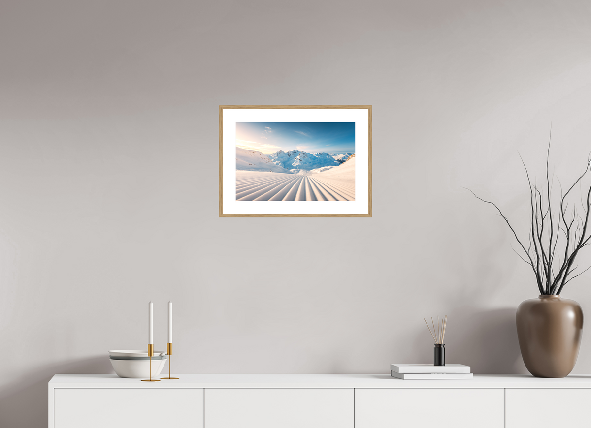 45 x 30 cm, Rahmen-Holzoptik Freshly Groomed Slope, Zürs