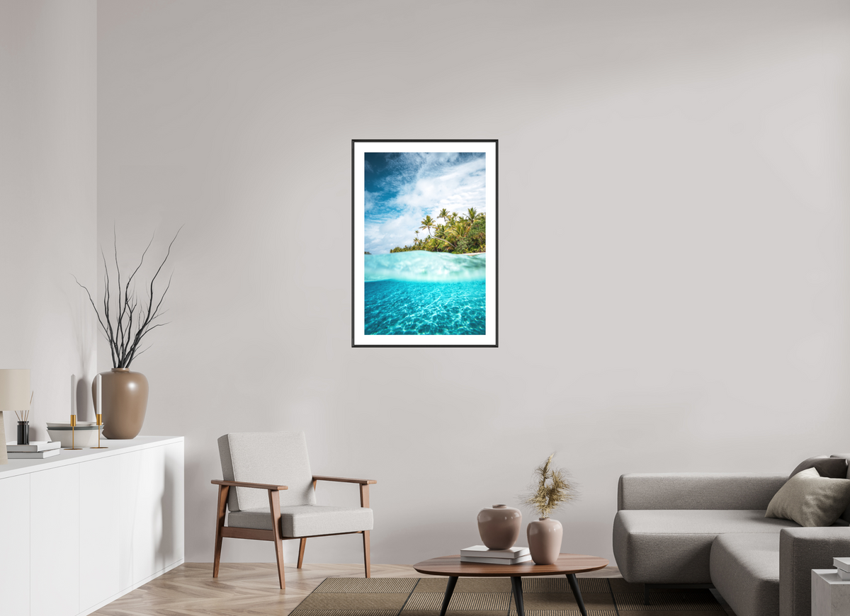 60 x 90 cm, Rahmen-Schwarz Above and Below the Waterline, Aitutaki