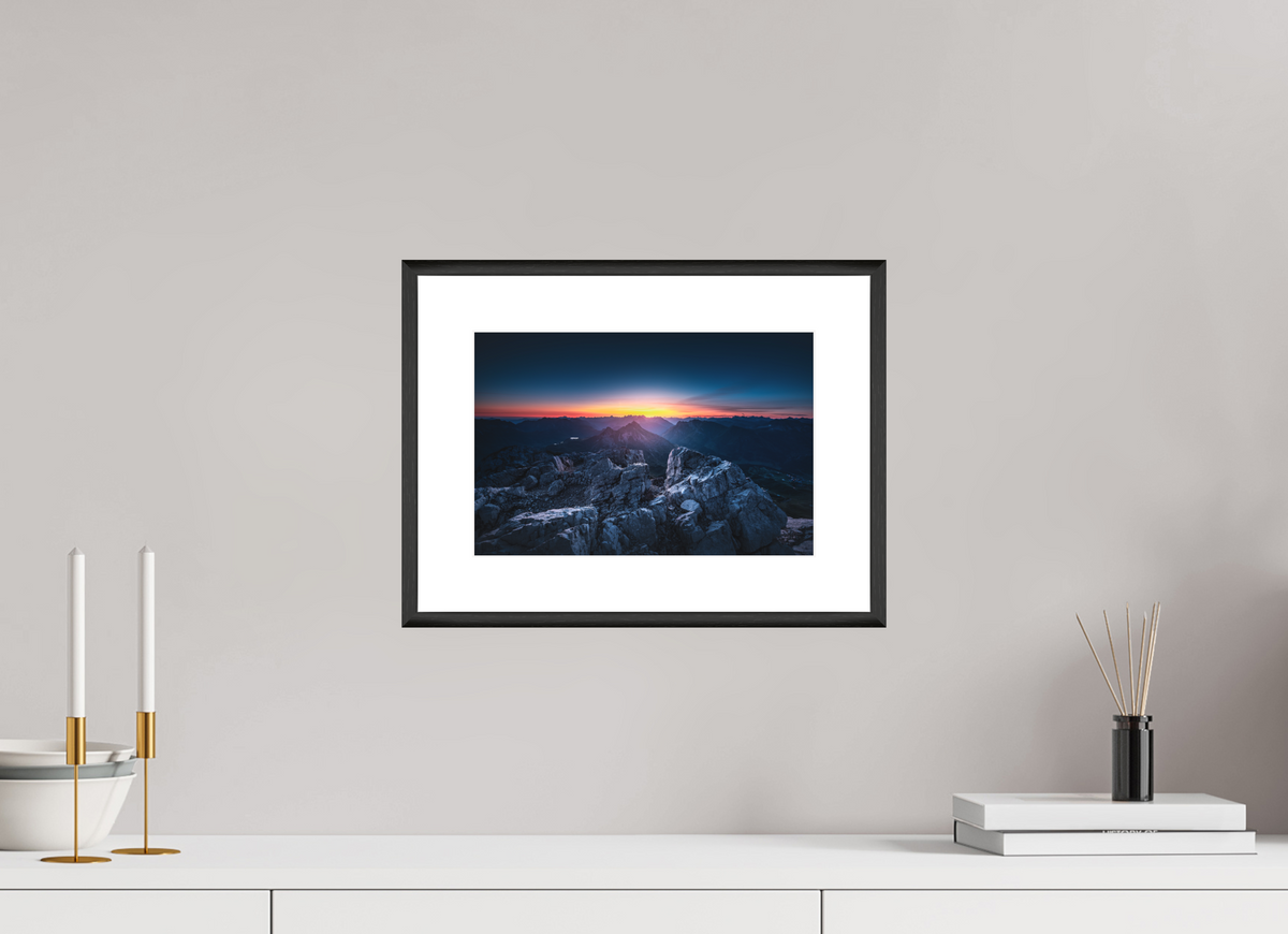 30 x 20 cm, Rahmen-Schwarz Sunrise at the Mohnenfluh, Lech