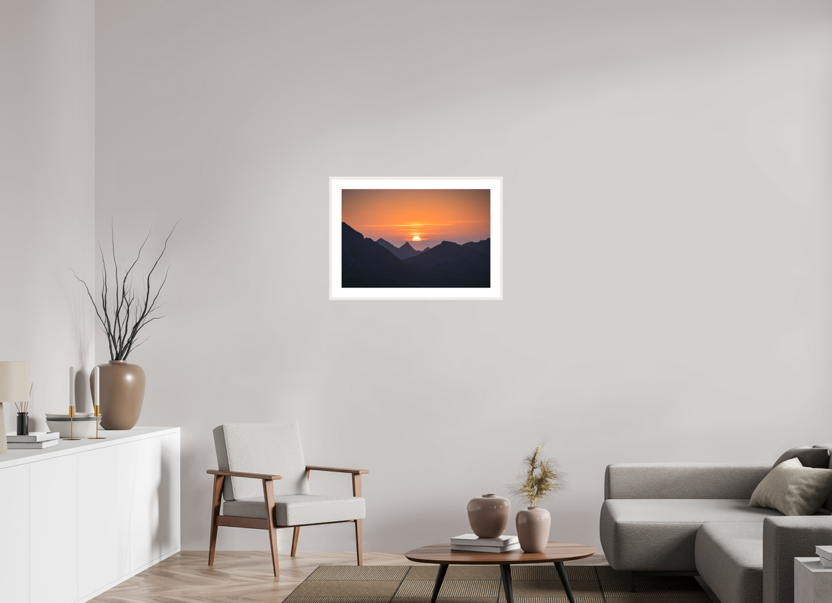 75 x 50 cm, Rahmen-Weiß Portlerhorn Sunrise, Vorarlberg