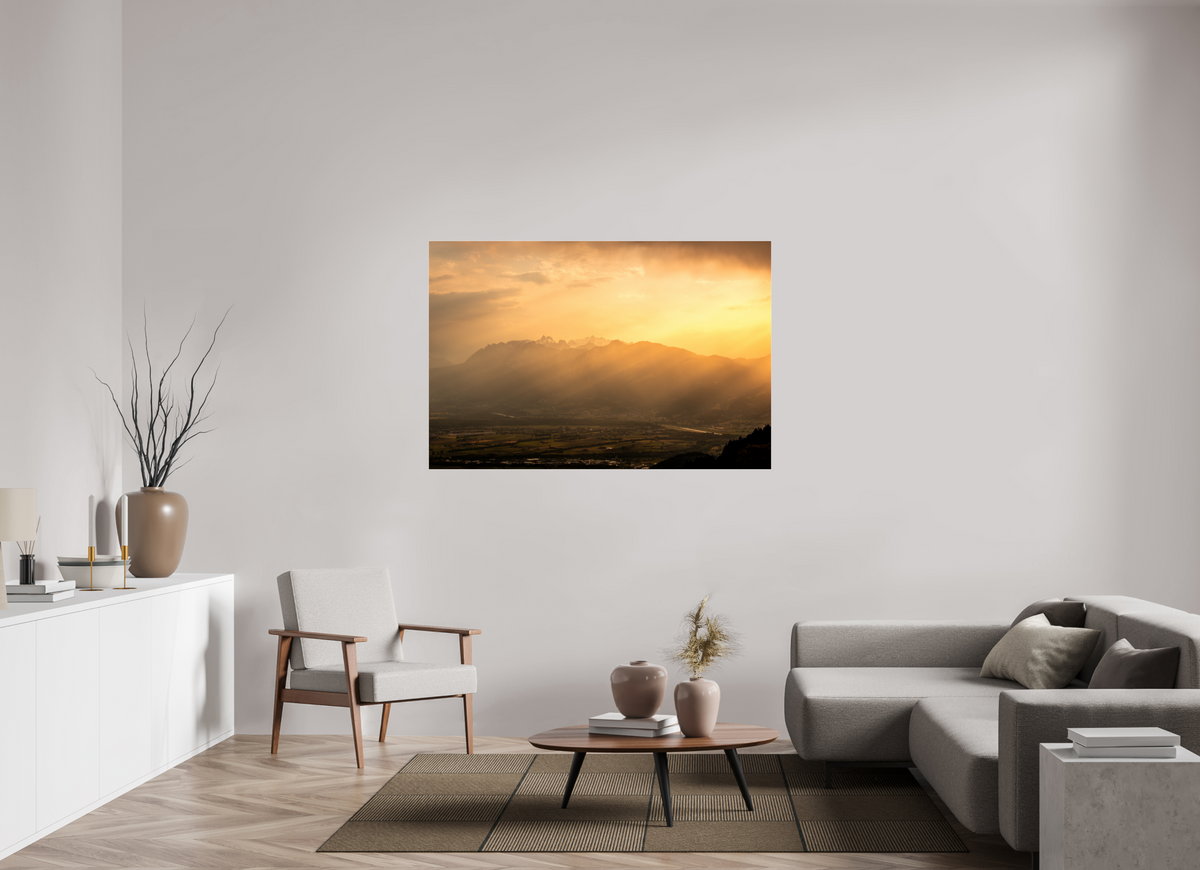150 x 100 cm, Photo Print Under Acrylic Glass Hoher Kasten in Golden Light, Alpstein