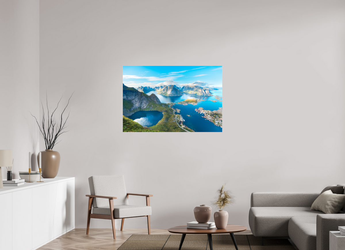 120 x 80 cm, Photo Print Under Acrylic Glass Reinebringen View, Lofoten Norway