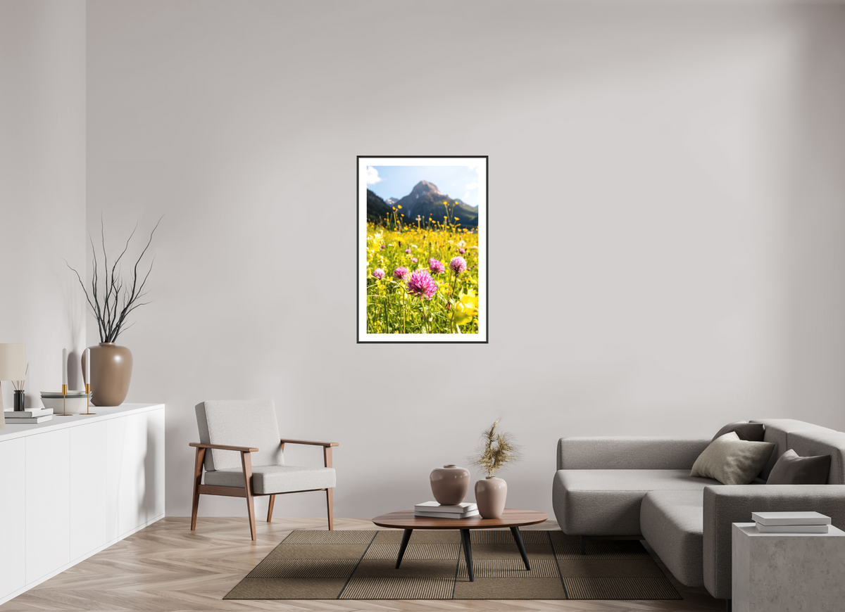 70 x 105 cm, Rahmen-Schwarz Wildflower Meadow Below the Peak