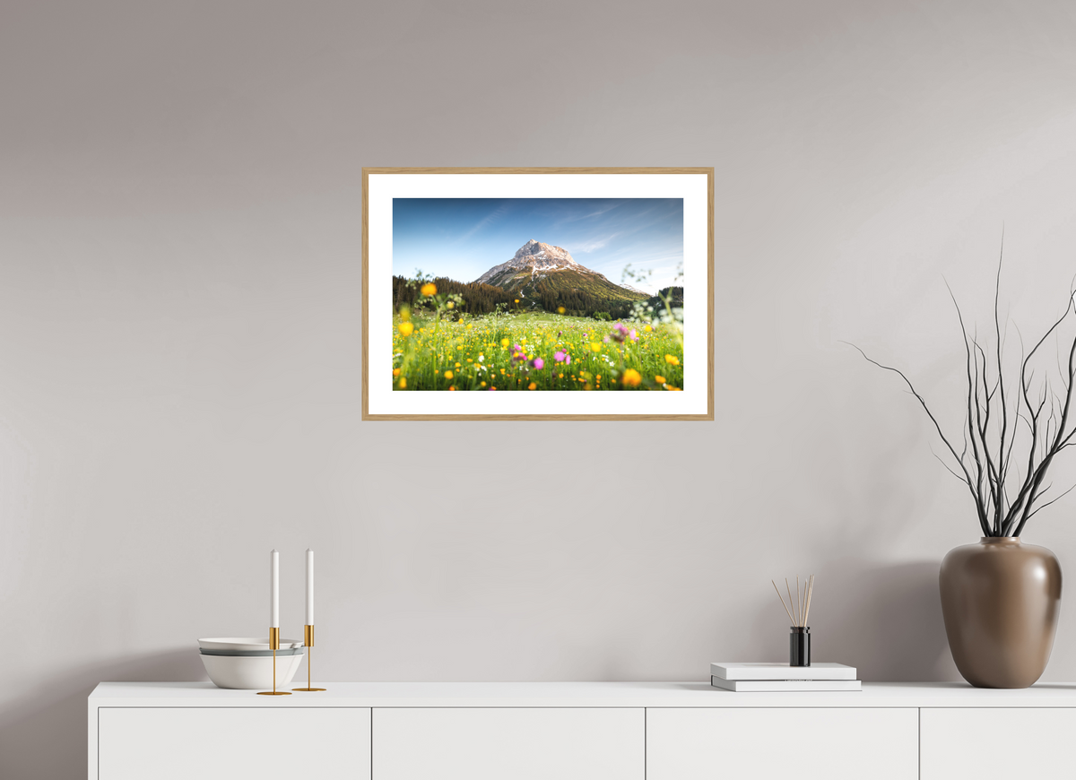 60 x 40 cm, Rahmen-Holzoptik Omeshorn, Lech Alps