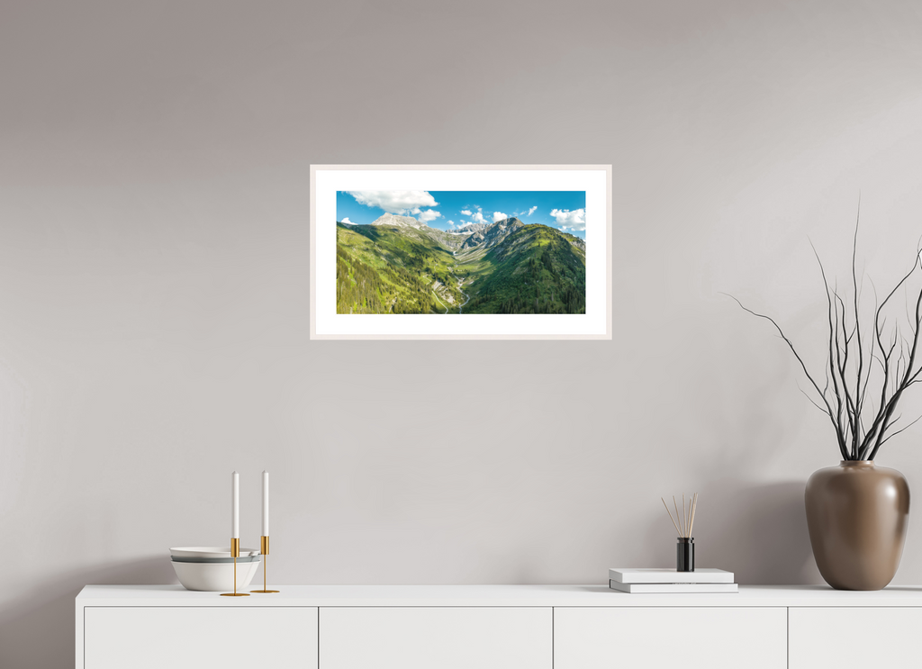 60 x 30 cm, Rahmen-Weiß Summer Valley Near Lech, Arlberg
