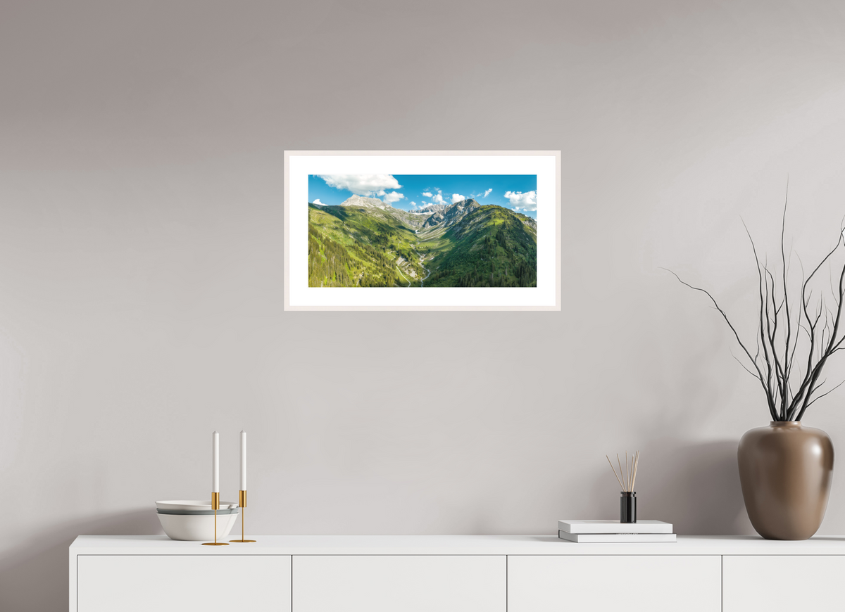 60 x 30 cm, Rahmen-Weiß Summer Valley Near Lech, Arlberg
