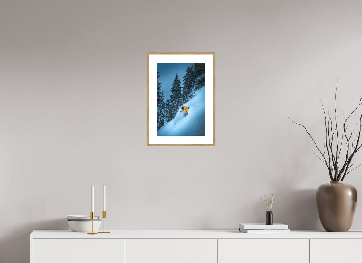 30 x 45 cm, Rahmen-Holzoptik Powder Turn at the Sonnenkopf, Klostertal
