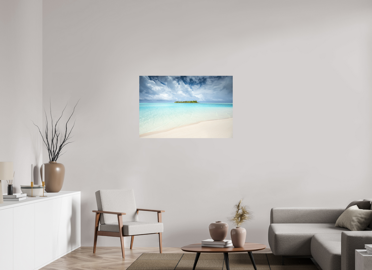 105 x 70 cm, Papierprint ohne Rahmen Island in the Lagoon, Aitutaki