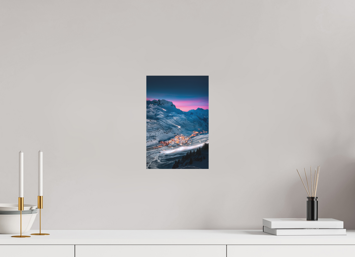 20 x 30 cm, Papierprint ohne Rahmen Zürs at Night, Arlberg