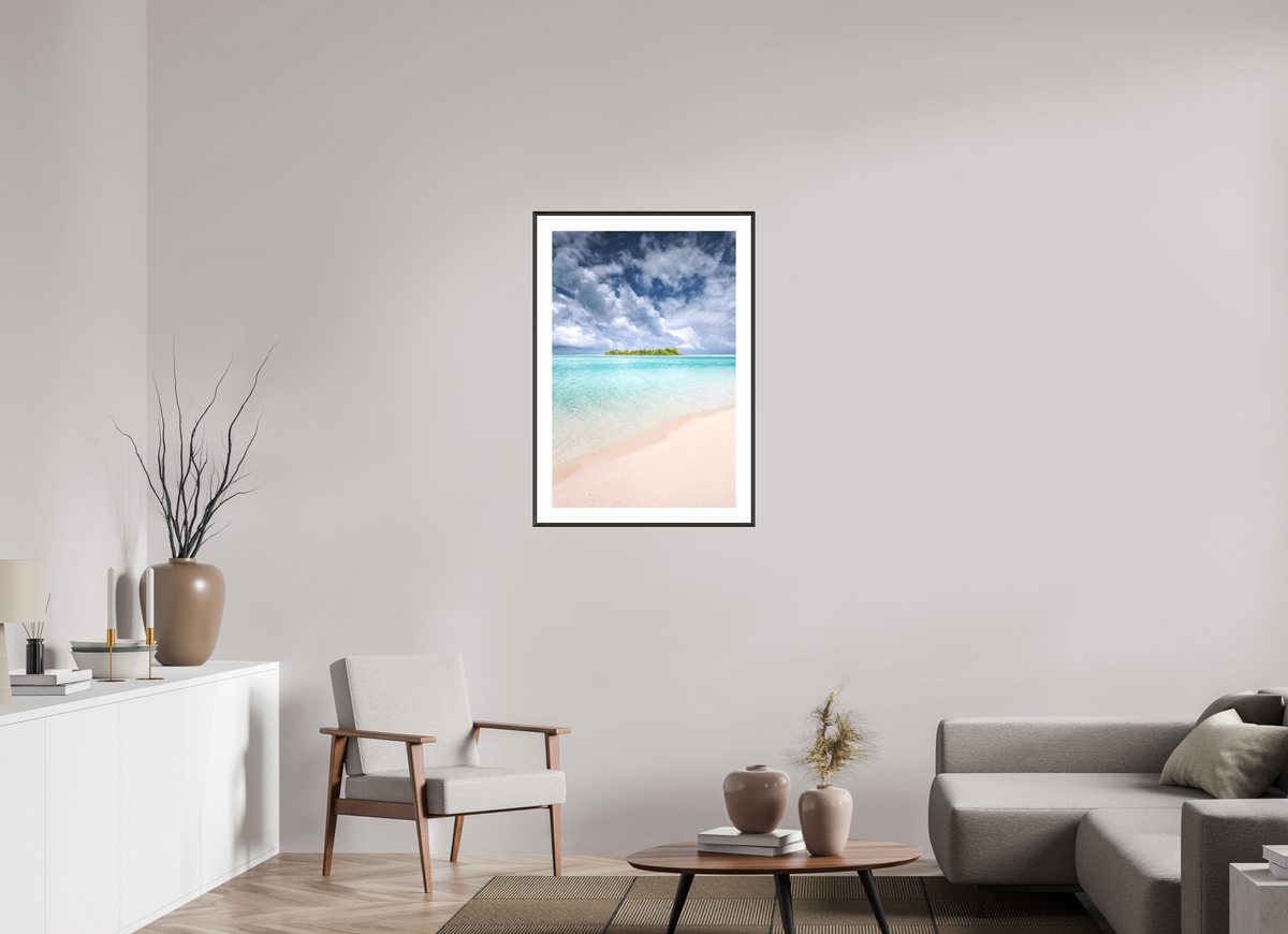 60 x 90 cm, Rahmen-Schwarz Tropical Coastline, Aitutaki