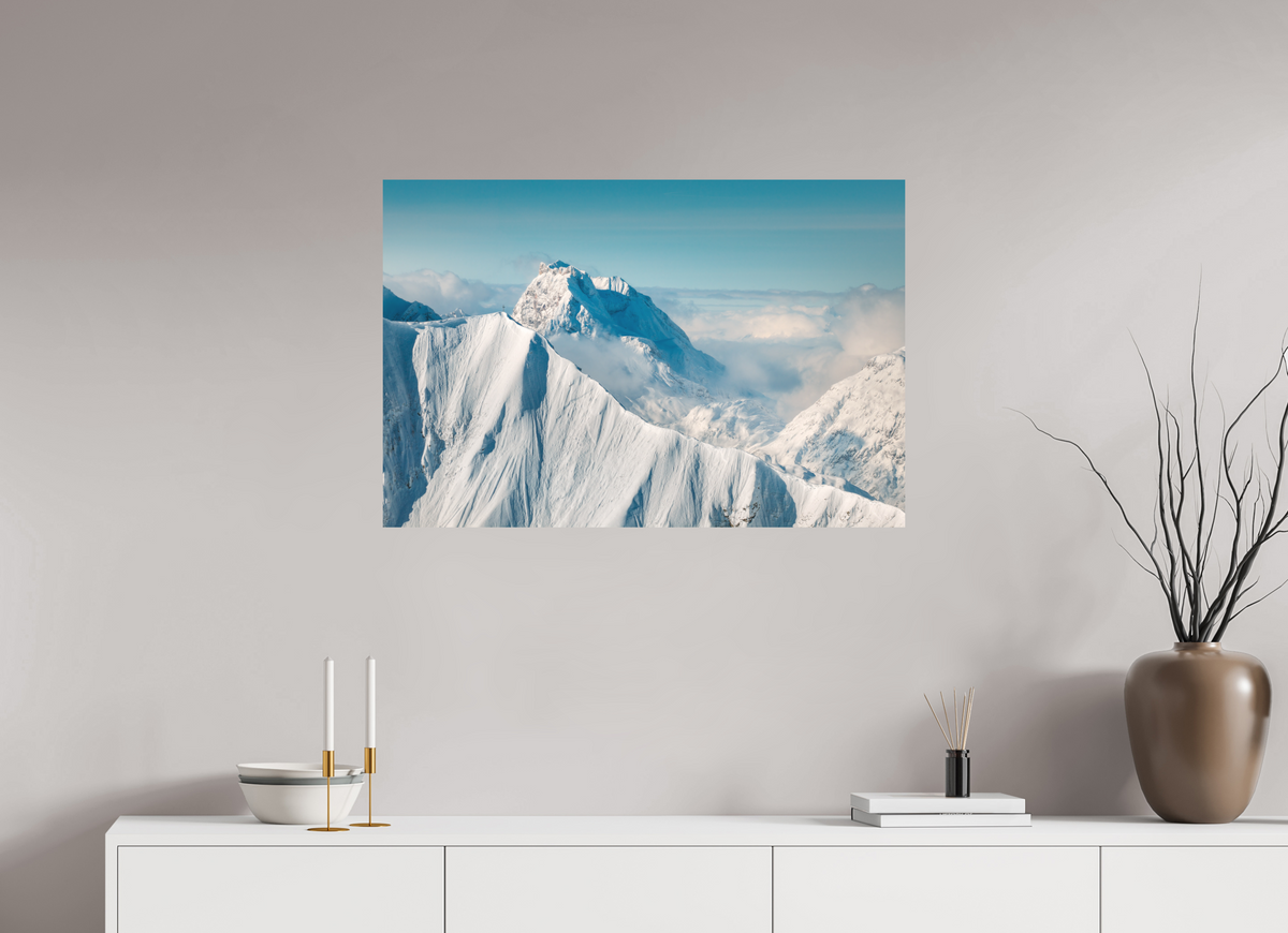 90 x 60 cm, Papierprint ohne Rahmen Omeshorn Cross with Rote Wand in Winter, Arlberg