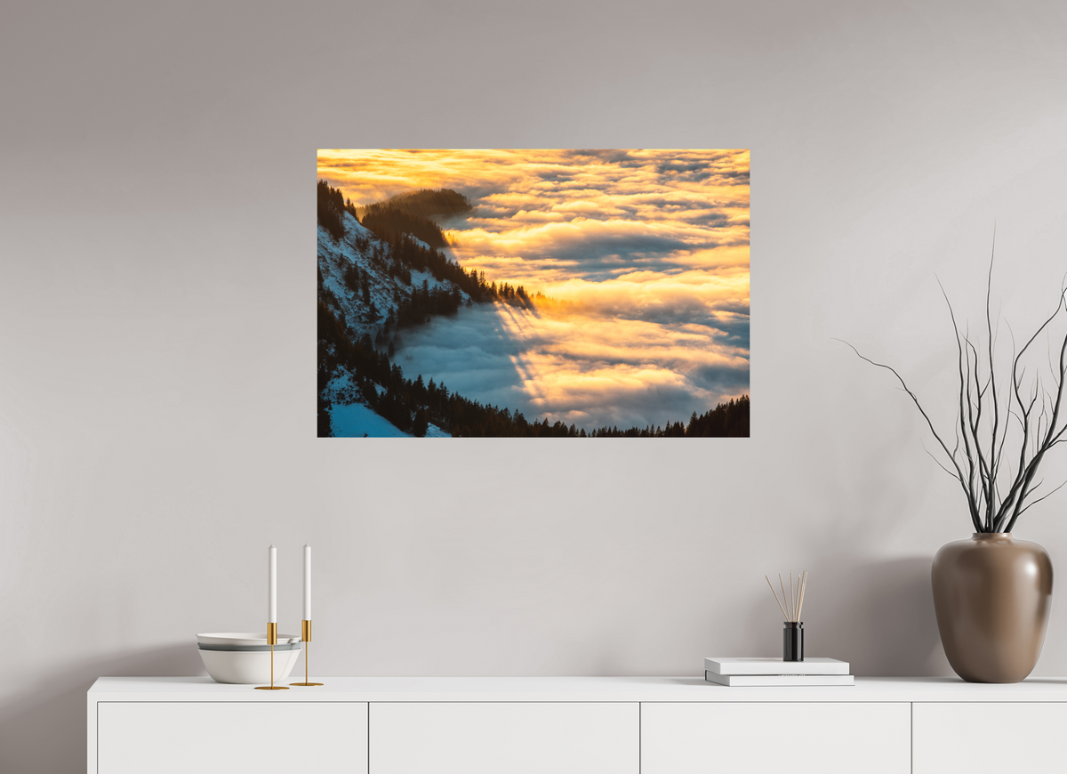 90 x 60 cm, Papierprint ohne Rahmen Sea of Fog at the Hohe Matona, Vorarlberg