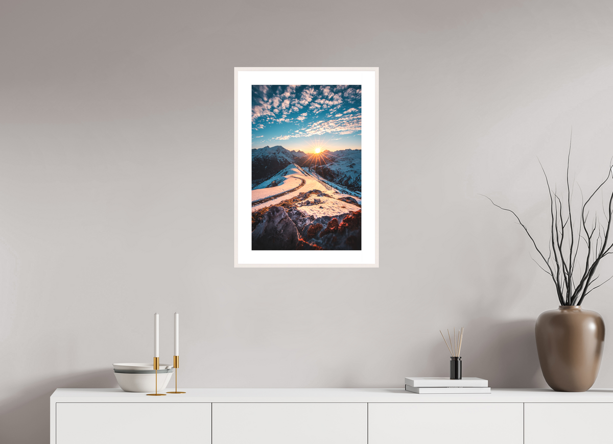 40 x 60 cm, Rahmen-Weiß Kriegerhorn at Sunset, Lech