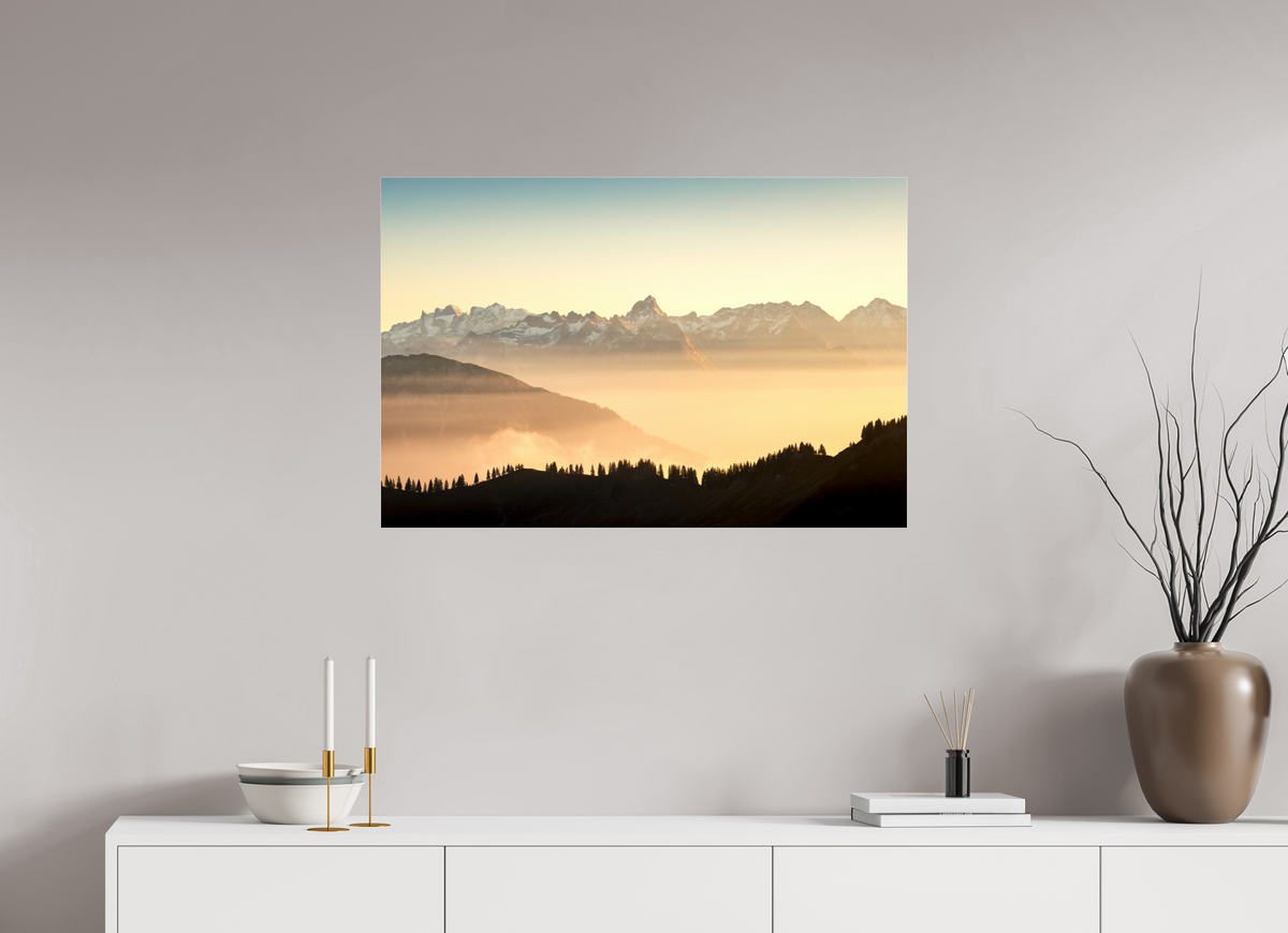 90 x 60 cm, Photo Print Under Acrylic Glass Zimba Above the Sea of Fog, Vorarlberg