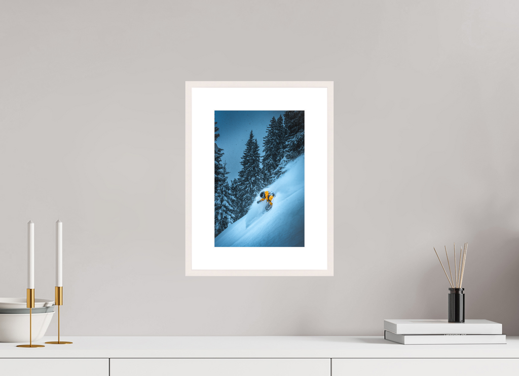 20 x 30 cm, Rahmen-Weiß Powder Turn at the Sonnenkopf, Klostertal