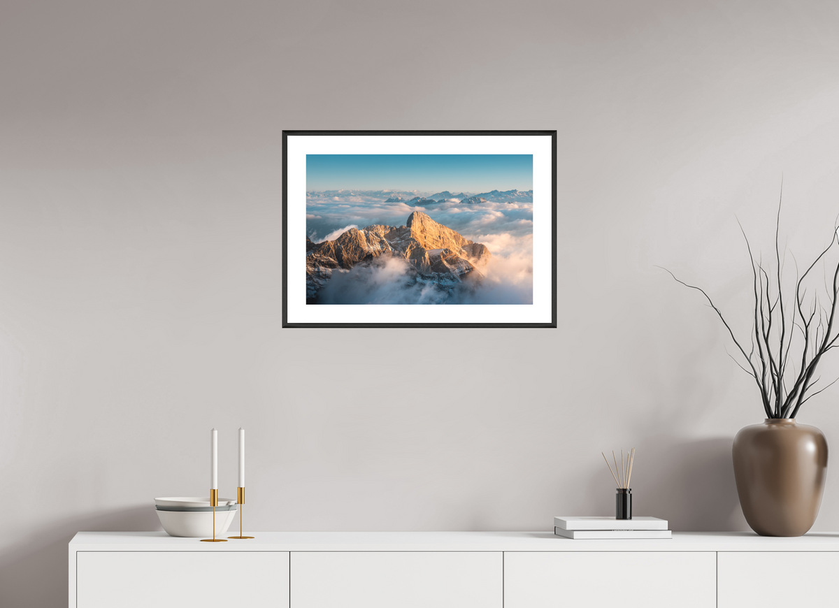 60 x 40 cm, Rahmen-Schwarz Säntis Sunset, Switzerland Alps