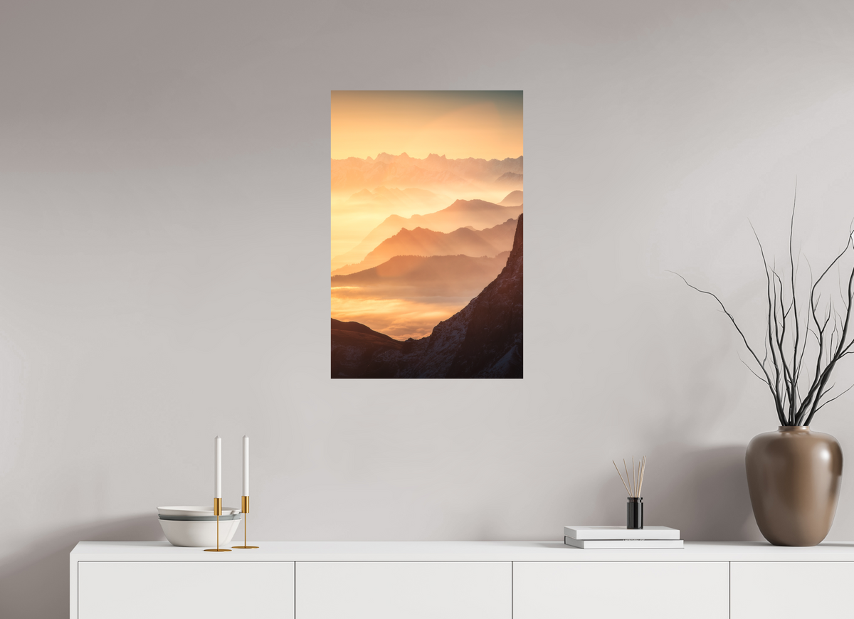 50 x 75 cm, Papierprint ohne Rahmen Säntis Ridge Silhouette, Switzerland