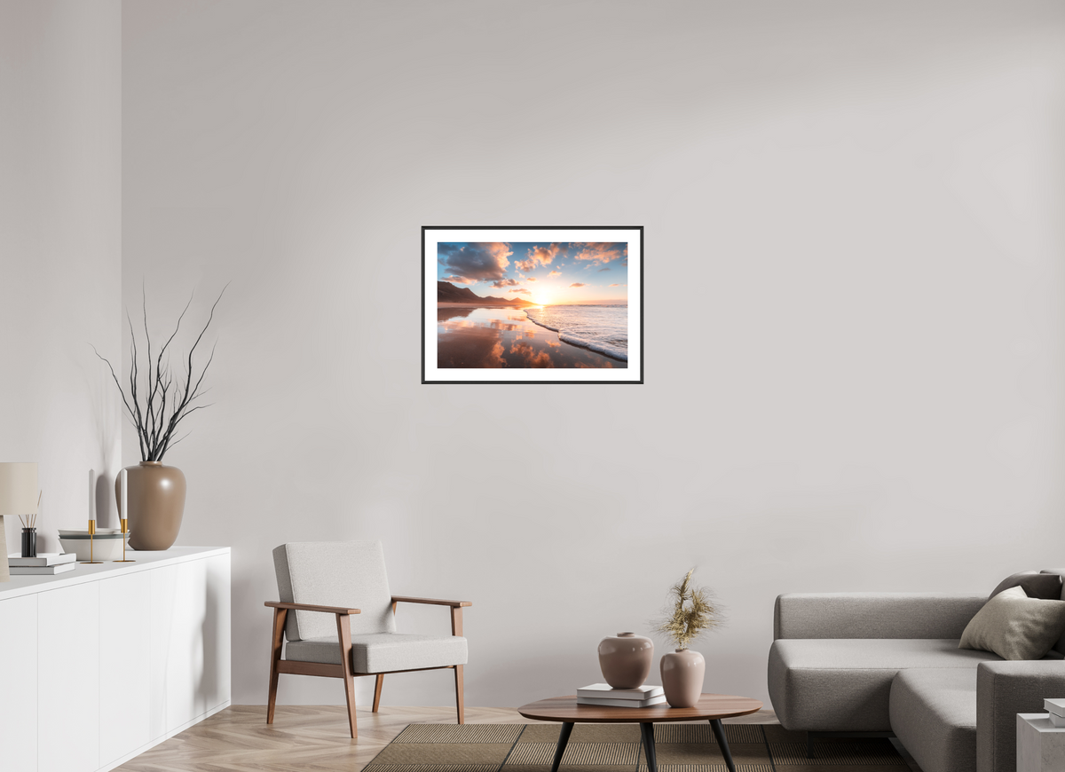 75 x 50 cm, Rahmen-Schwarz Sunset Reflections, Fuerteventura