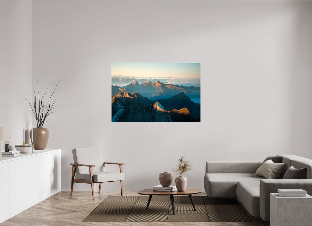 150 x 100 cm, Photo Print Under Acrylic Glass Säntis Morning Ridge Light, Switzerland