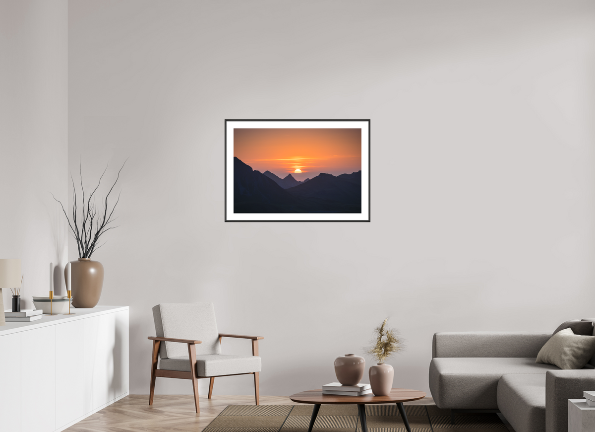 90 x 60 cm, Rahmen-Schwarz Portlerhorn Sunrise, Vorarlberg