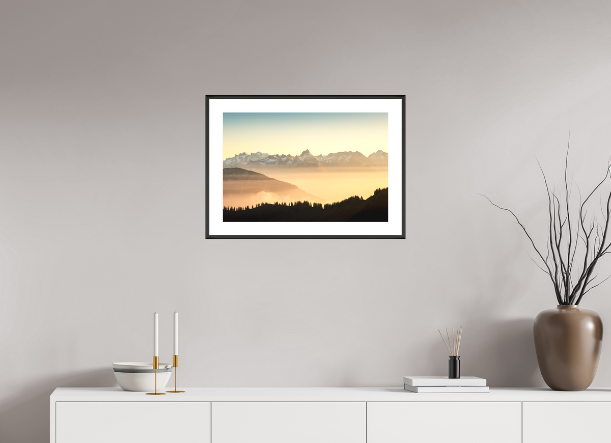 60 x 40 cm, Rahmen-Schwarz Zimba Above the Sea of Fog, Vorarlberg