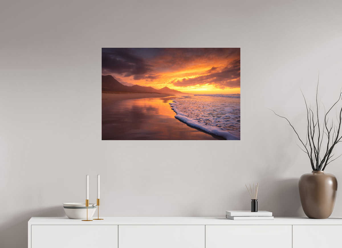 90 x 60 cm, Papierprint ohne Rahmen Dramatic Sunset on the Beach