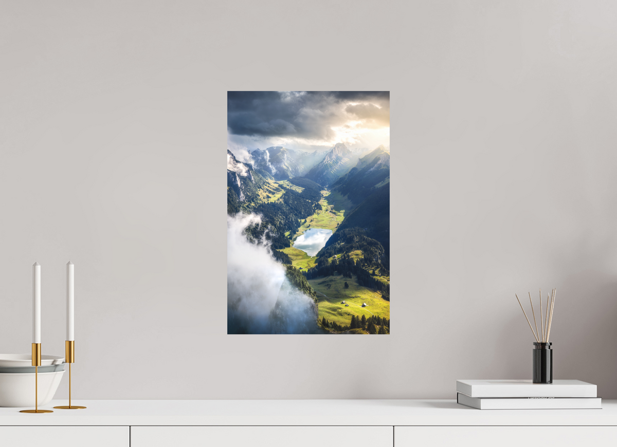 30 x 45 cm, Papierprint ohne Rahmen Alpine Valley and Lake, Hoher Kasten