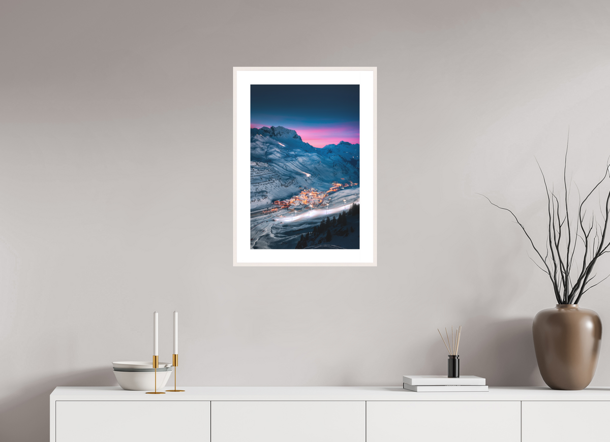 40 x 60 cm, Rahmen-Weiß Zürs at Night, Arlberg