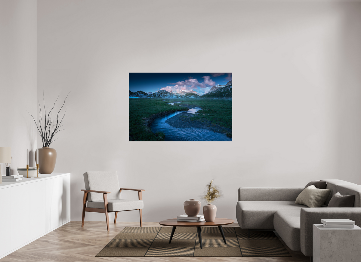 150 x 100 cm, Photo Print Under Acrylic Glass Madloch River Bend at Blue Hour, Lech