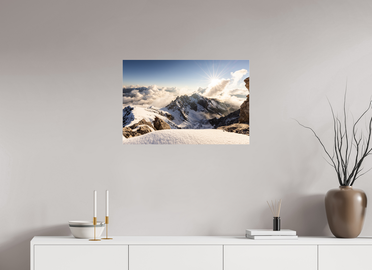 75 x 50 cm, Photo Print Under Acrylic Glass Dramatic Sunset at the Valluga, Arlberg