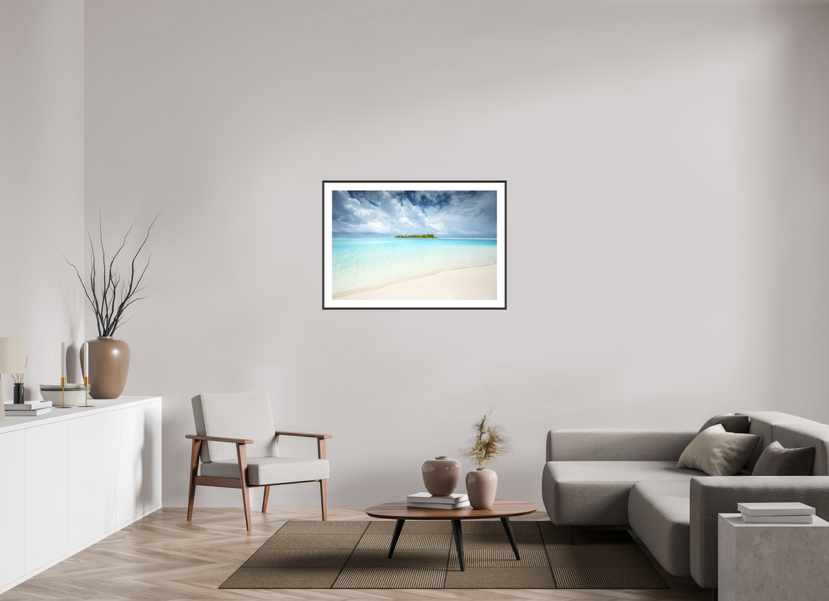 105 x 70 cm, Rahmen-Schwarz Island in the Lagoon, Aitutaki