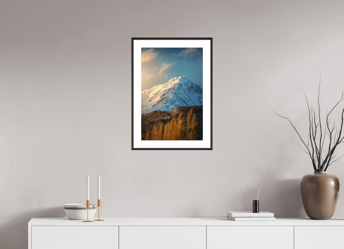 40 x 60 cm, Rahmen-Schwarz Sunlit Peaks, Ushuaia