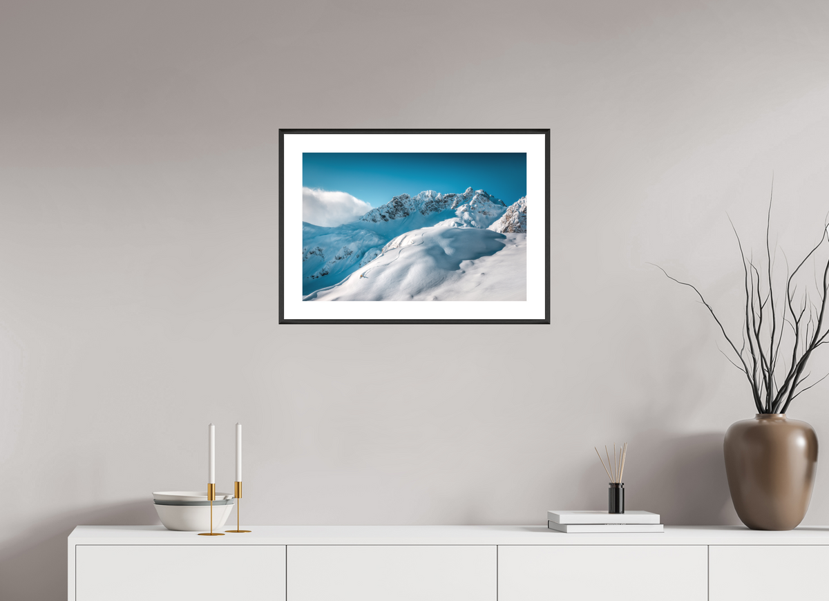 60 x 40 cm, Rahmen-Schwarz Freeride Curves, Lech Zürs