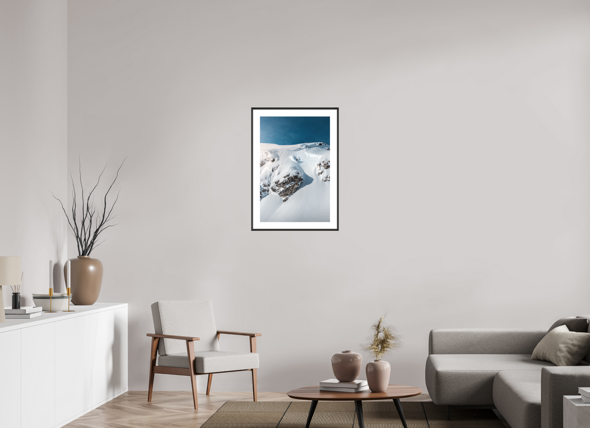 50 x 75 cm, Rahmen-Schwarz Skier Dropping a Steep Line, Arlberg