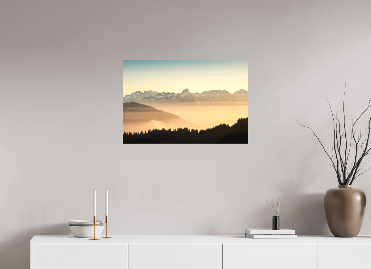 75 x 50 cm, Papierprint ohne Rahmen Zimba Above the Sea of Fog, Vorarlberg