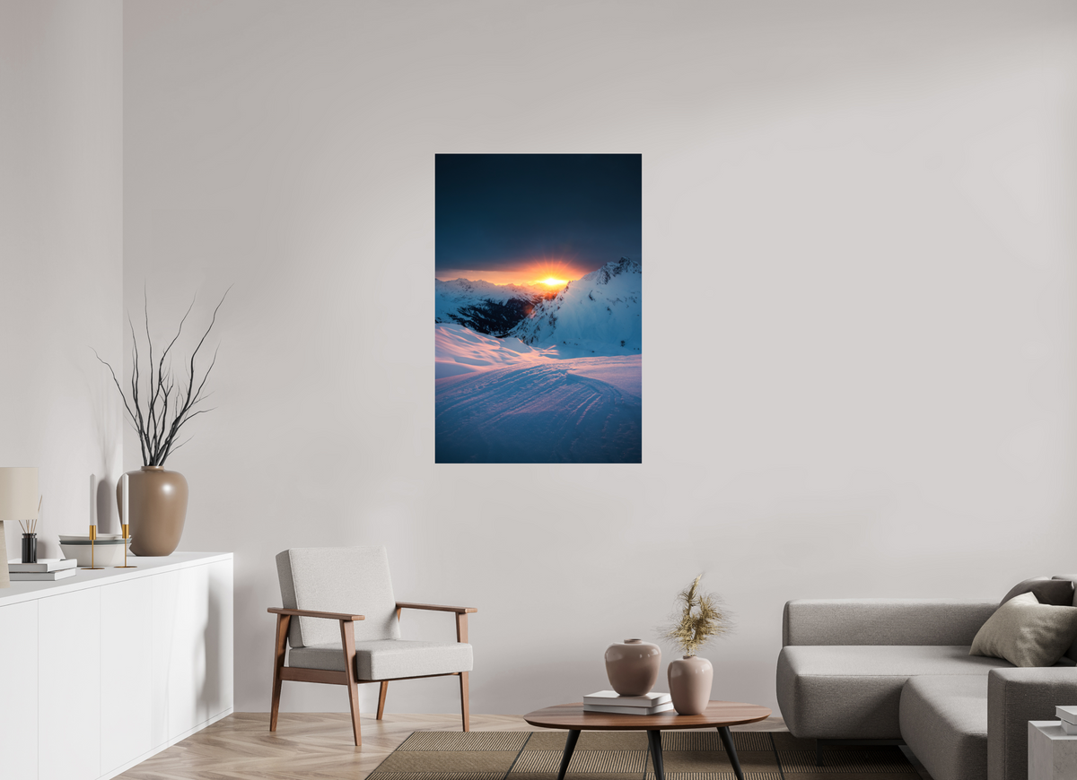 80 x 120 cm, Photo Print Under Acrylic Glass Sunset Above Zürs, Arlberg