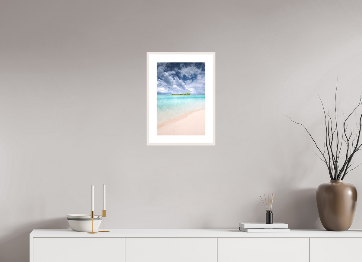 30 x 45 cm, Rahmen-Weiß Tropical Coastline, Aitutaki