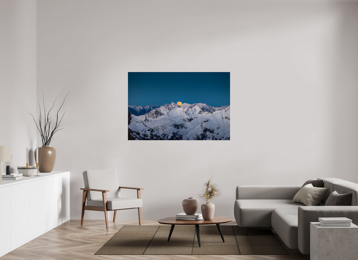 150 x 100 cm, Photo Print Under Acrylic Glass Moonrise at Trittkopf, Arlberg