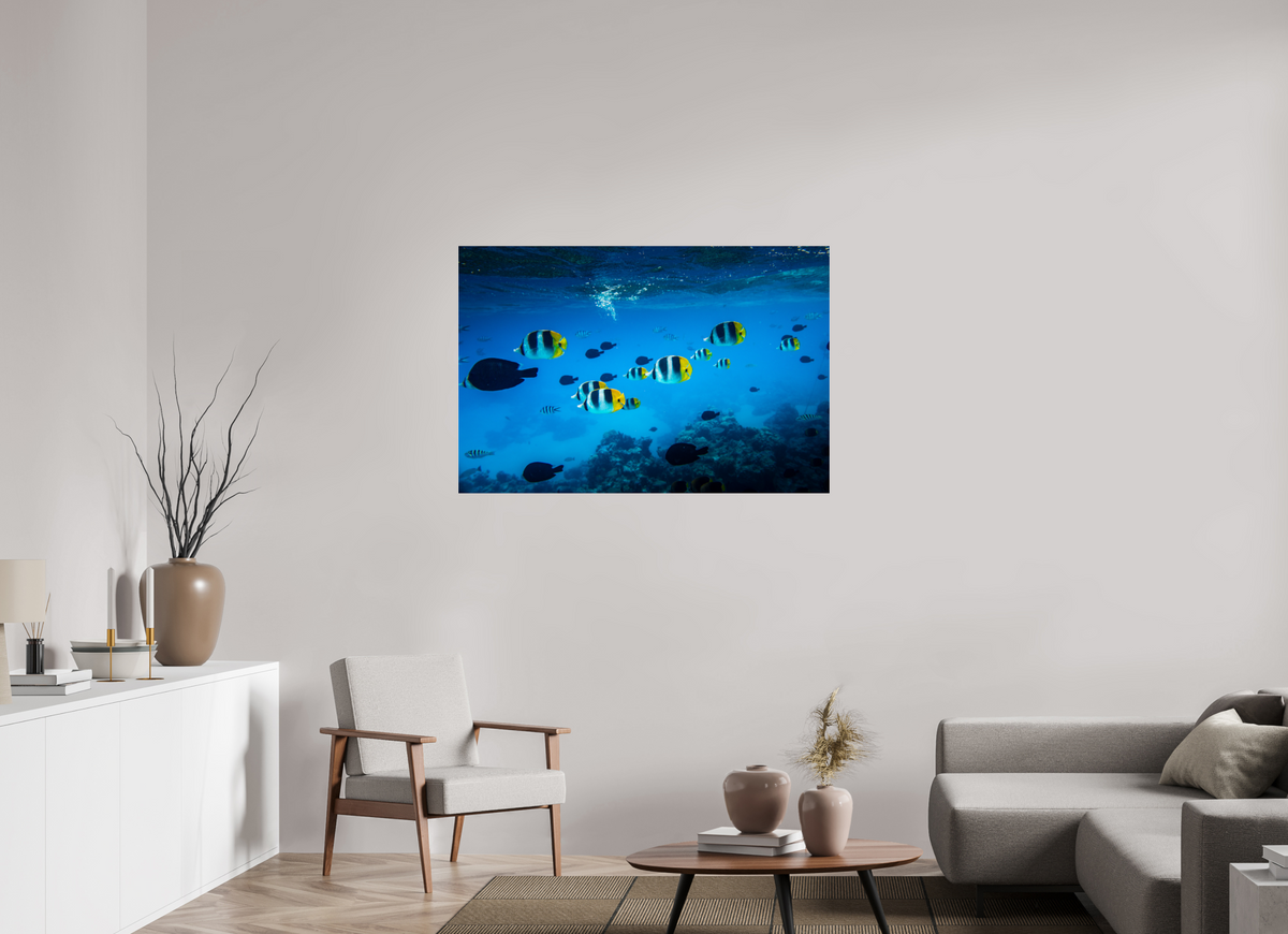 120 x 80 cm, Photo Print Under Acrylic Glass Tropical Fish, Bora Bora