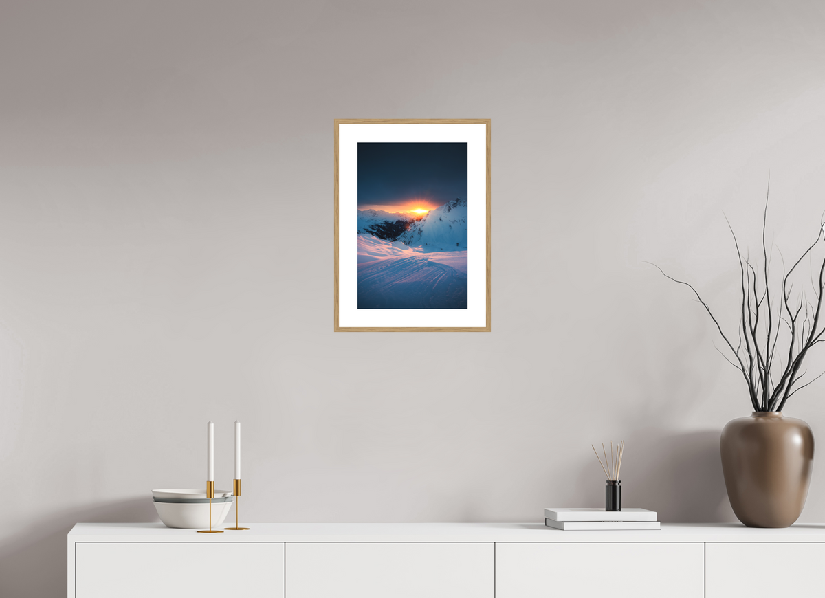 30 x 45 cm, Rahmen-Holzoptik Sunset Above Zürs, Arlberg
