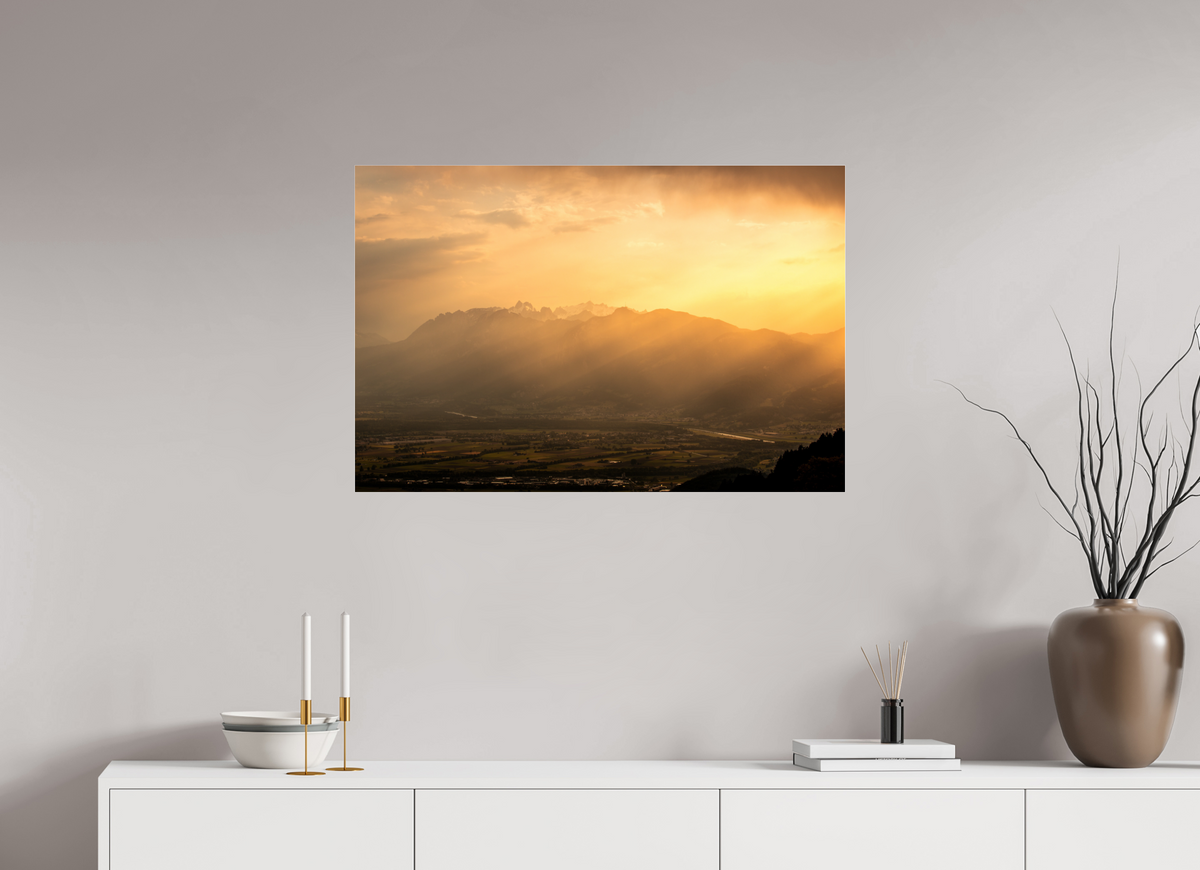 90 x 60 cm, Photo Print Under Acrylic Glass Hoher Kasten in Golden Light, Alpstein