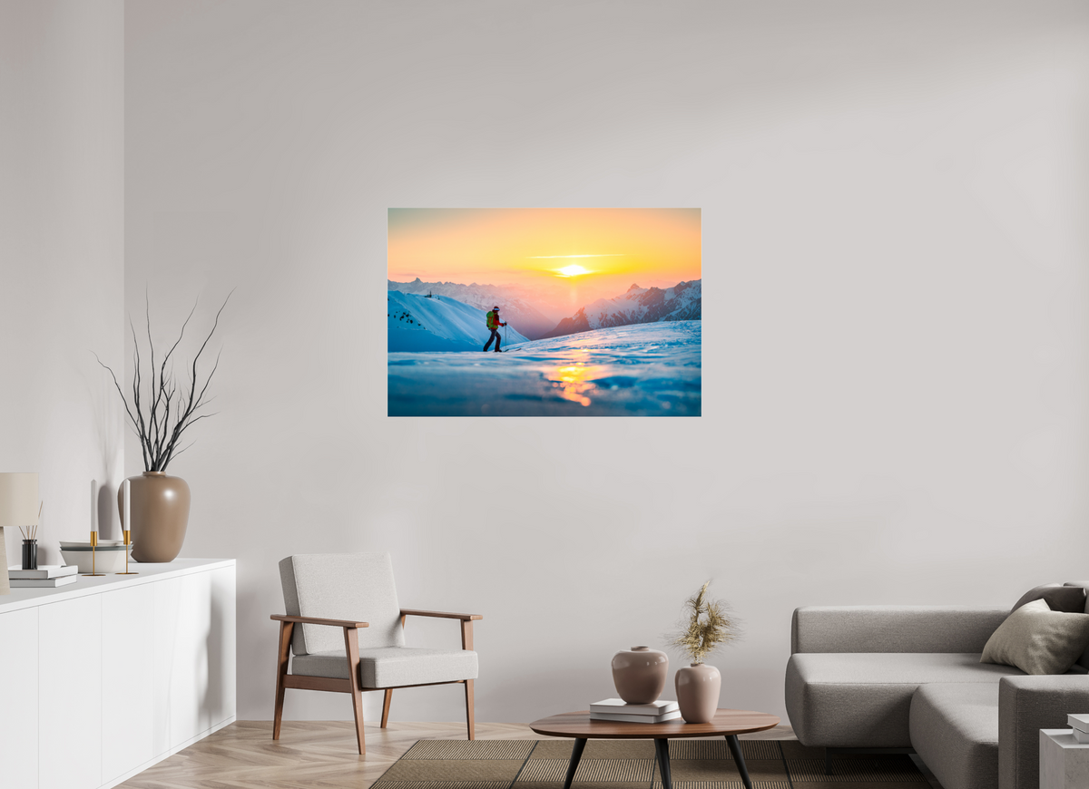 120 x 80 cm, Photo Print Under Acrylic Glass Ski Tour Sunset, Stuben Arlberg